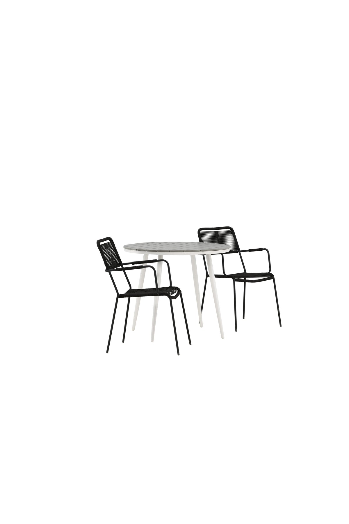 Break Matbord med Lindos Stolarna – Bord: ⌀90 Stol: 66x85x55