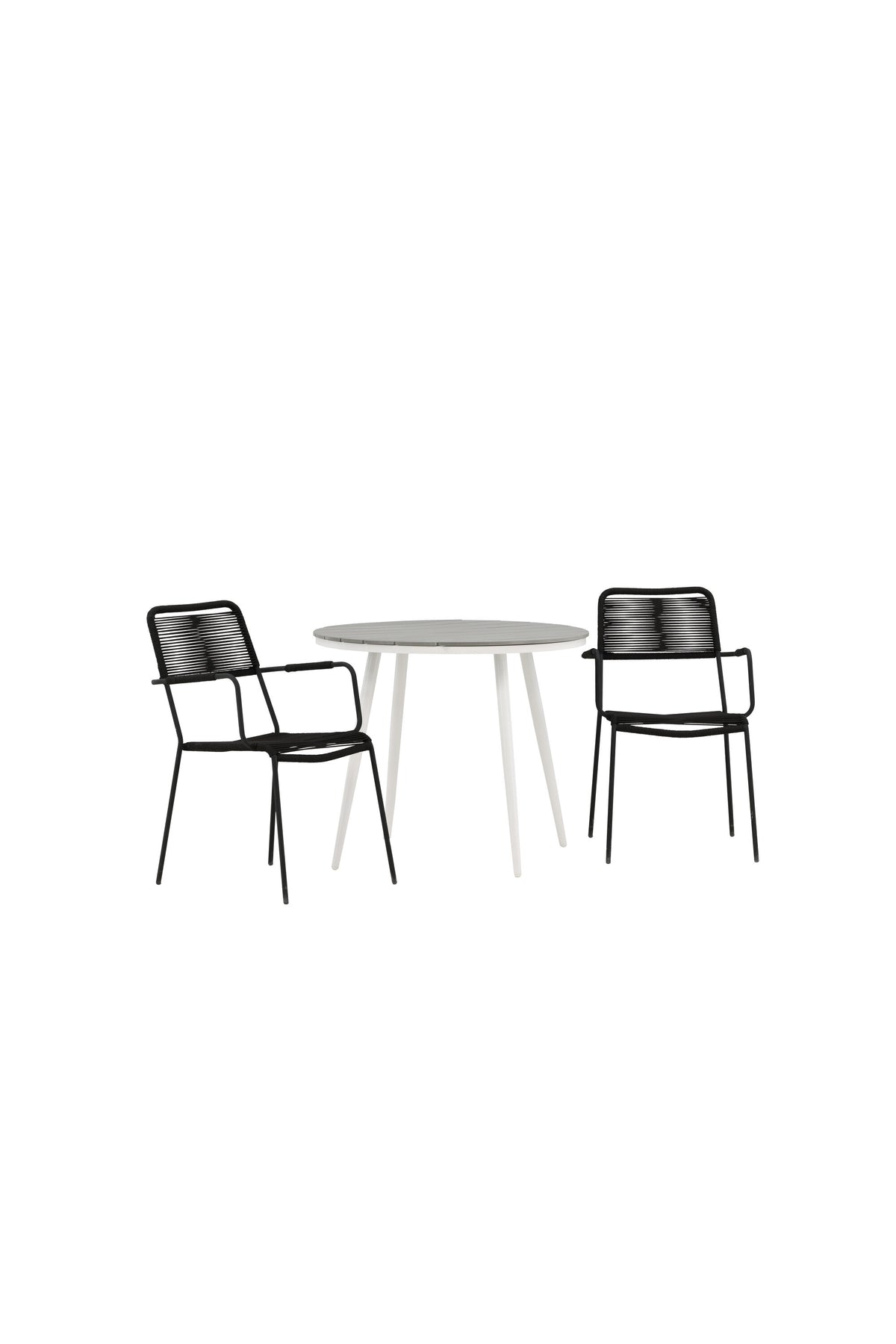 Break Matbord med Lindos Stolarna – Bord: ⌀90 Stol: 66x85x55