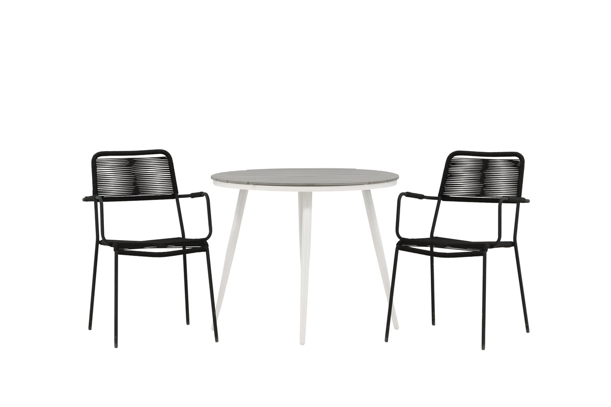 Break Matbord med Lindos Stolarna – Bord: ⌀90 Stol: 66x85x55