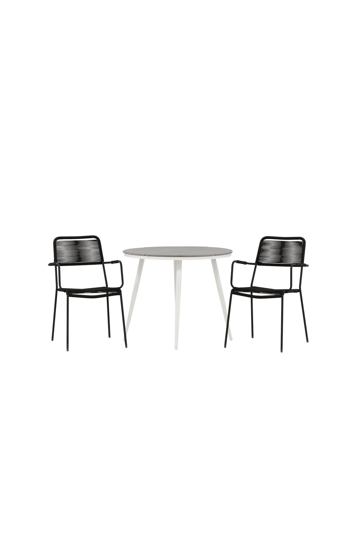 Break Matbord med Lindos Stolarna – Bord: ⌀90 Stol: 66x85x55