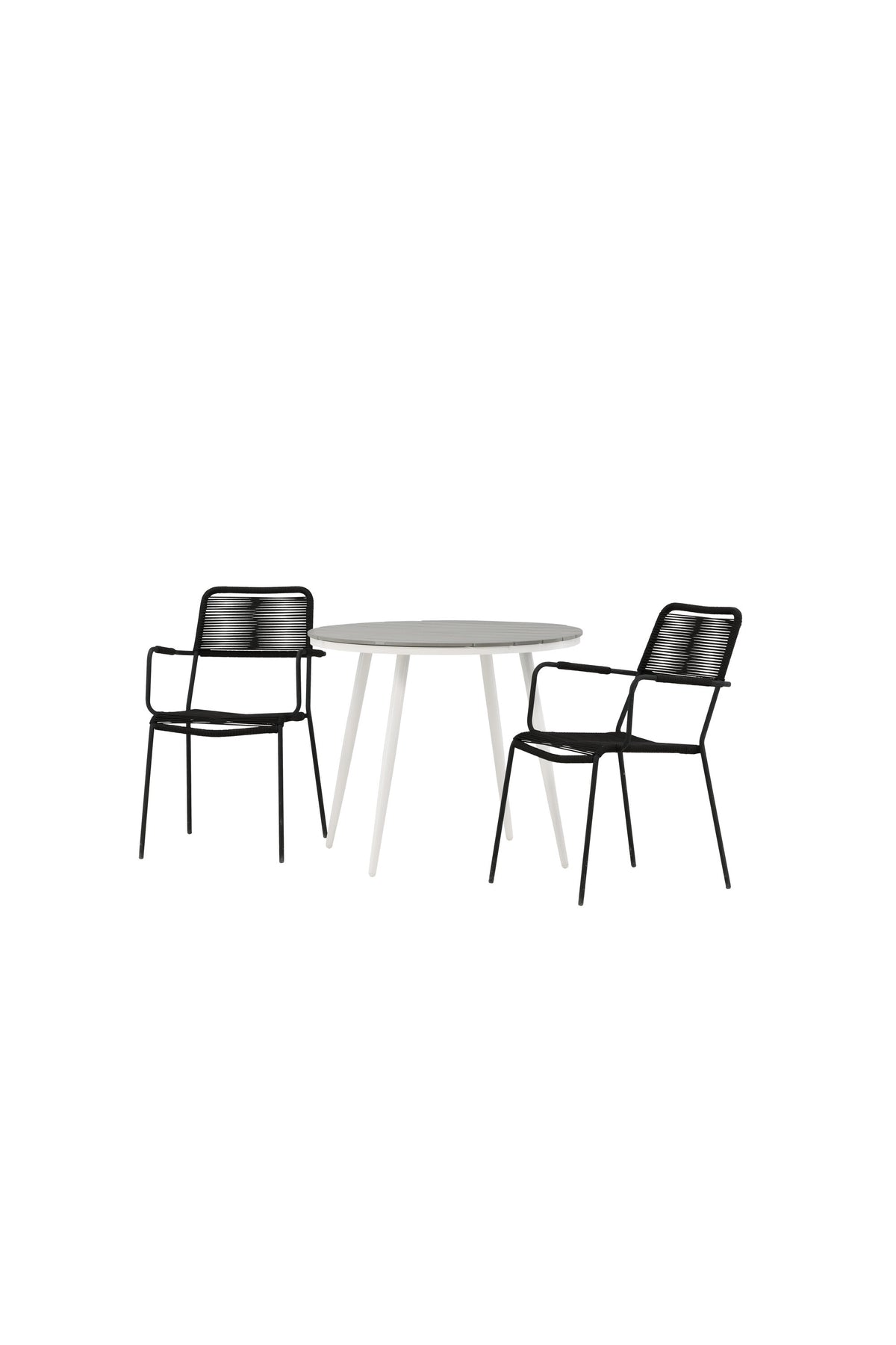 Break Matbord med Lindos Stolarna – Bord: ⌀90 Stol: 66x85x55
