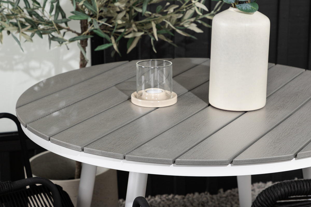 Break Matbord med Lindos Stolarna – Bord: ⌀90 Stol: 66x85x55