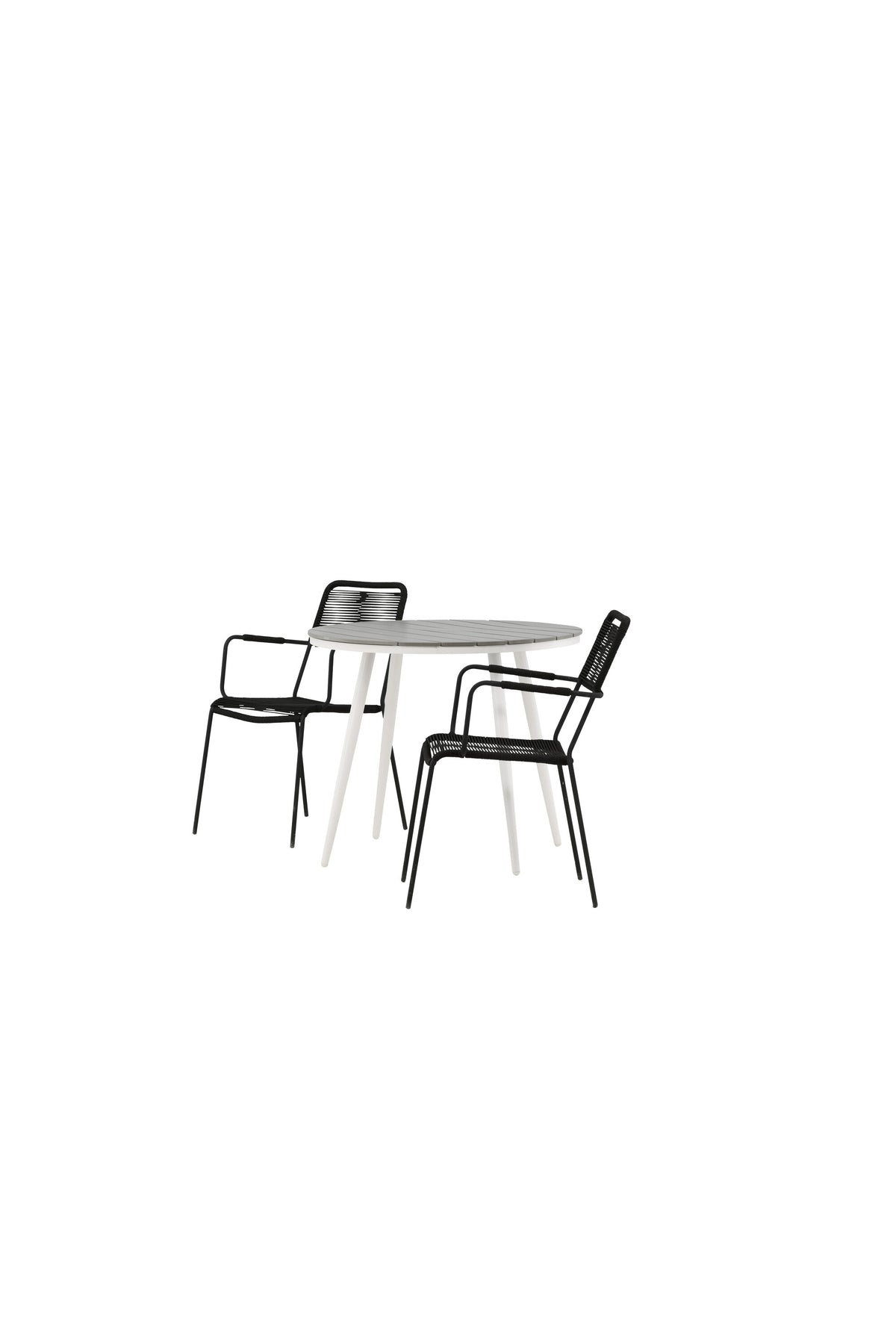Break Matbord med Lindos Stolarna – Bord: ⌀90 Stol: 66x85x55