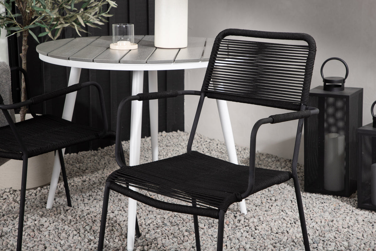 Break Matbord med Lindos Stolarna – Bord: ⌀90 Stol: 66x85x55