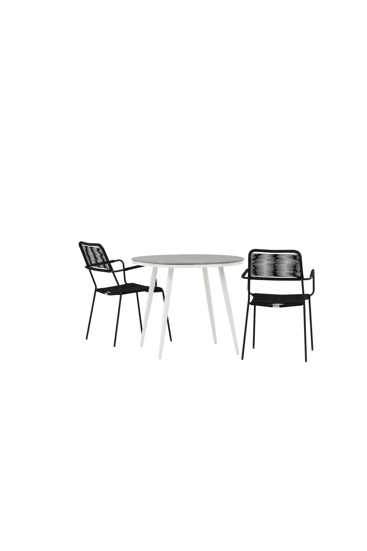 Break Matbord med Lindos Stolarna – Bord: ⌀90 Stol: 66x85x55