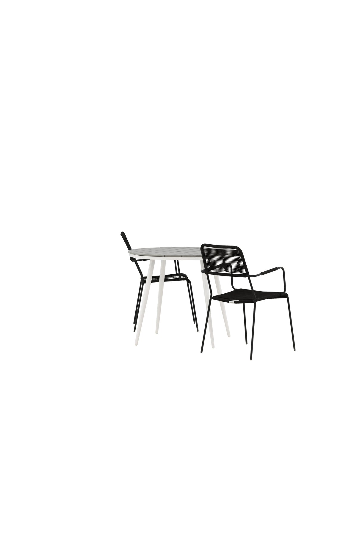 Break Matbord med Lindos Stolarna – Bord: ⌀90 Stol: 66x85x55