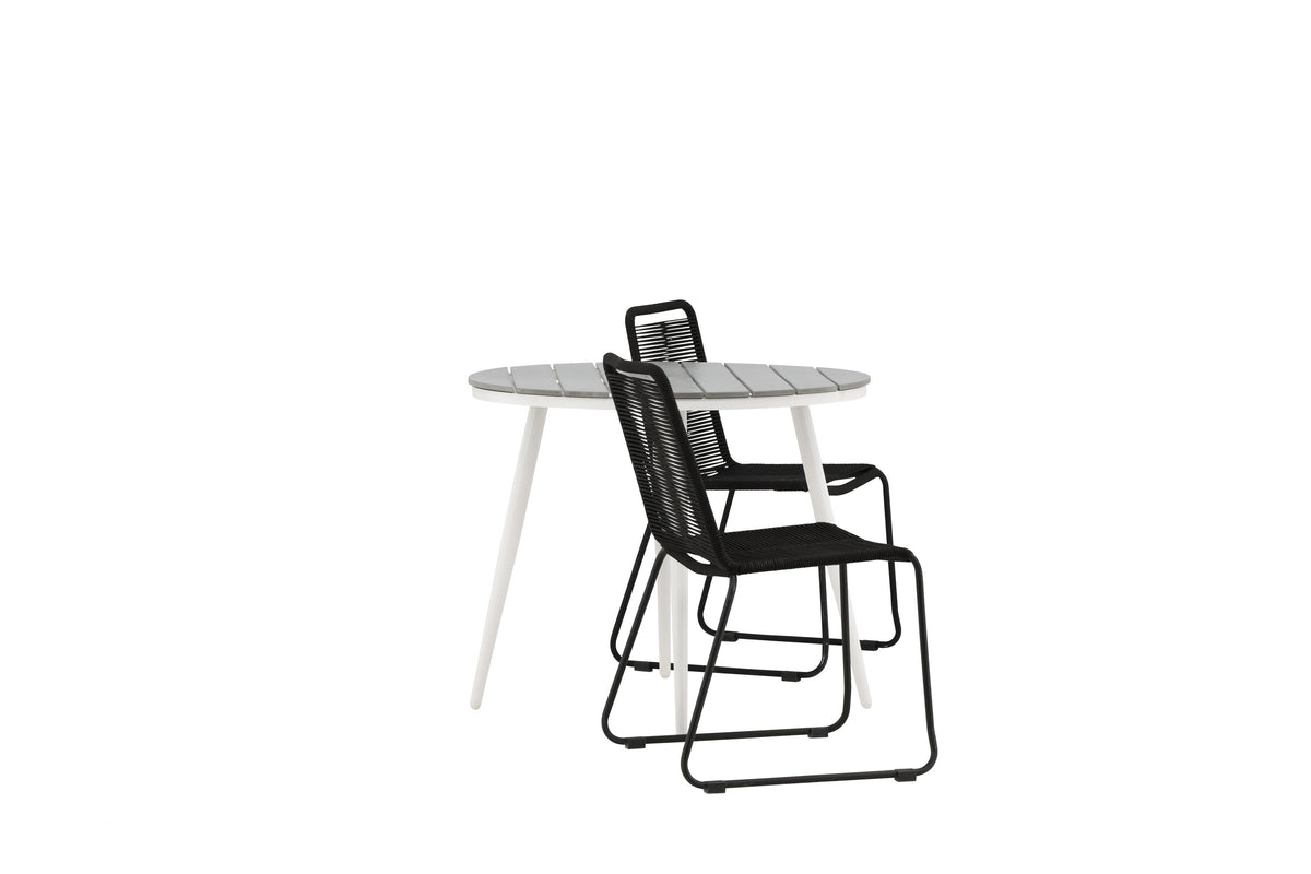 Break Matbord med Lindos Stolarna – Bord: ⌀90 Stol: 59x86x57