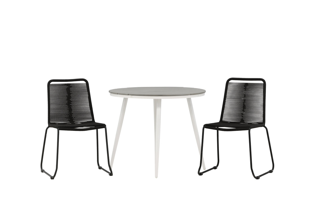 Break Matbord med Lindos Stolarna – Bord: ⌀90 Stol: 59x86x57