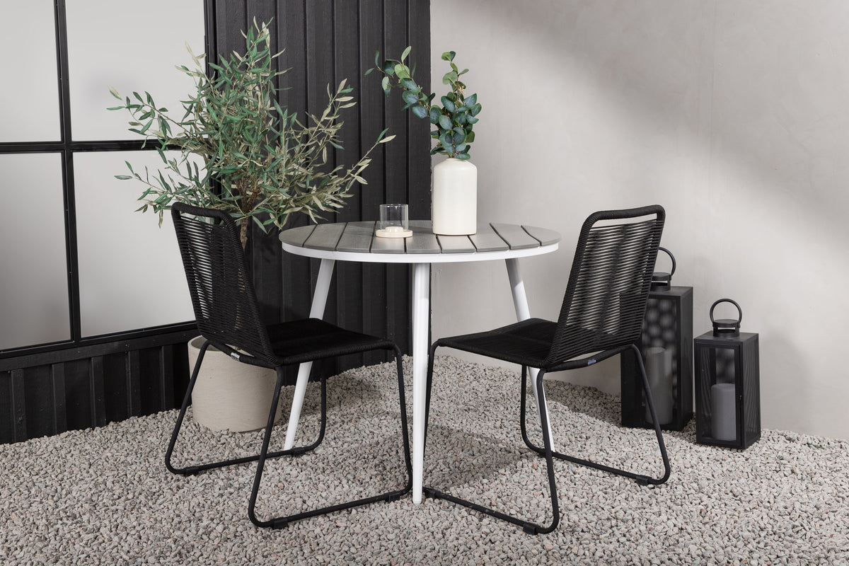 Break Matbord med Lindos Stolarna – Bord: ⌀90 Stol: 59x86x57