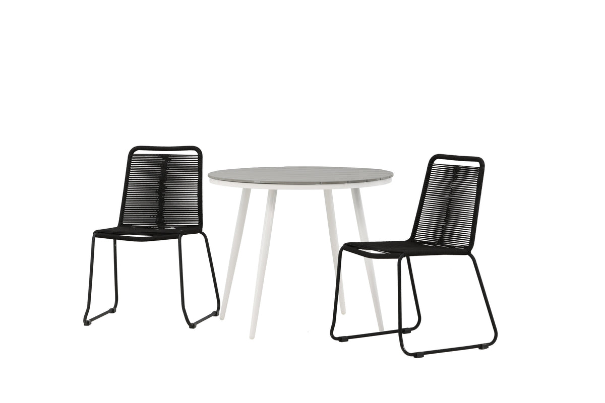 Break Matbord med Lindos Stolarna – Bord: ⌀90 Stol: 59x86x57