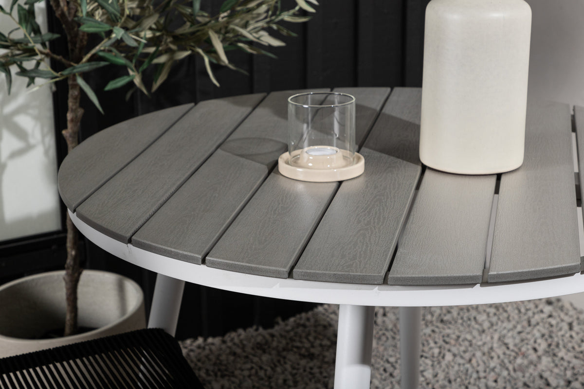 Break Matbord med Lindos Stolarna – Bord: ⌀90 Stol: 59x86x57