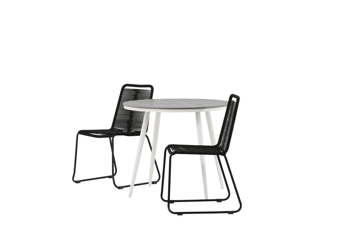 Break Matbord med Lindos Stolarna – Bord: ⌀90 Stol: 59x86x57