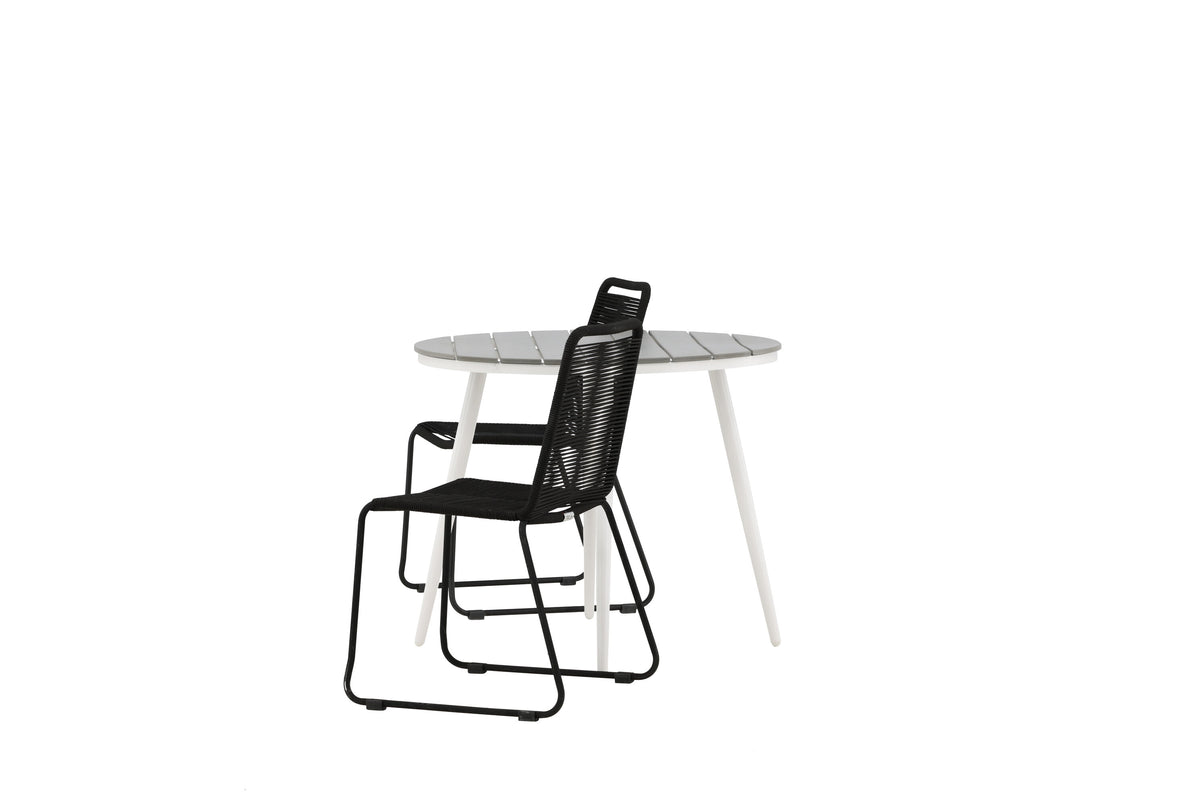 Break Matbord med Lindos Stolarna – Bord: ⌀90 Stol: 59x86x57
