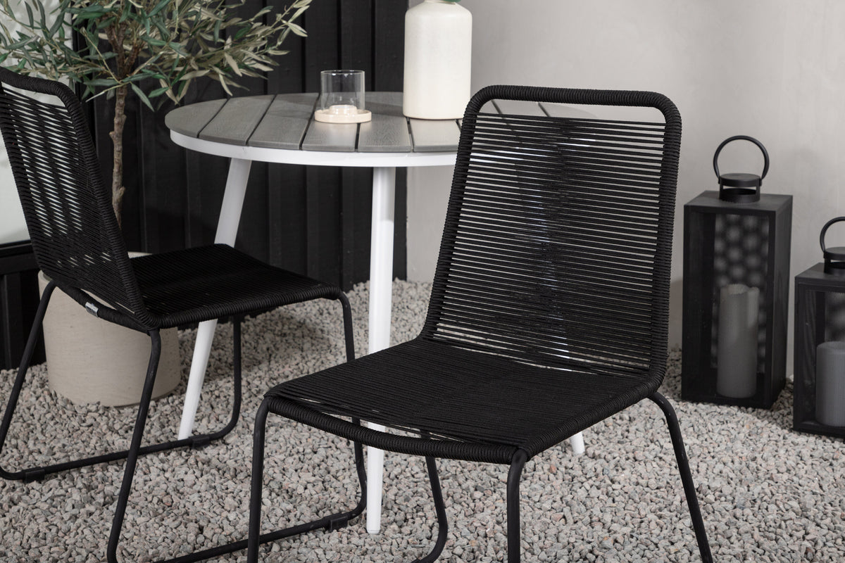 Break Matbord med Lindos Stolarna – Bord: ⌀90 Stol: 59x86x57