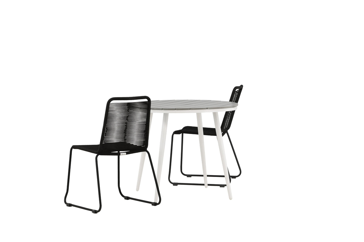 Break Matbord med Lindos Stolarna – Bord: ⌀90 Stol: 59x86x57