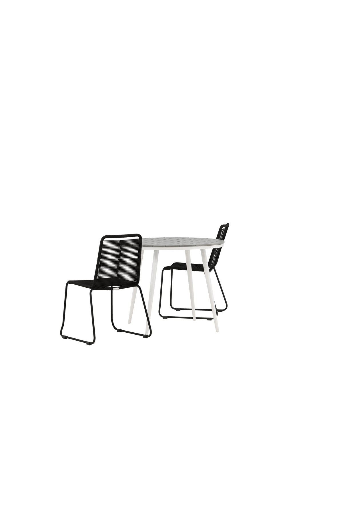Break Matbord med Lindos Stolarna – Bord: ⌀90 Stol: 59x86x57
