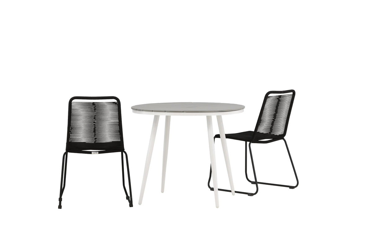 Break Matbord med Lindos Stolarna – Bord: ⌀90 Stol: 59x86x57