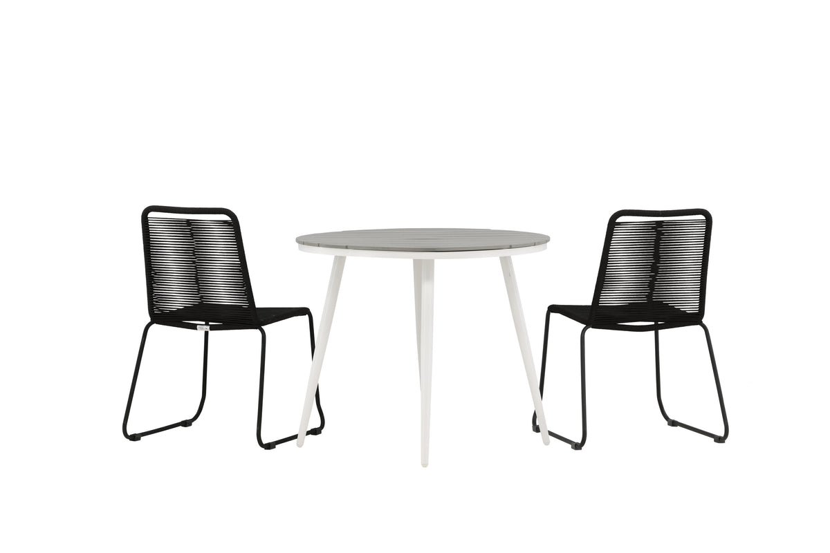 Break Matbord med Lindos Stolarna – Bord: ⌀90 Stol: 59x86x57
