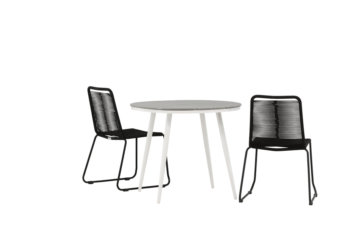 Break Matbord med Lindos Stolarna – Bord: ⌀90 Stol: 59x86x57
