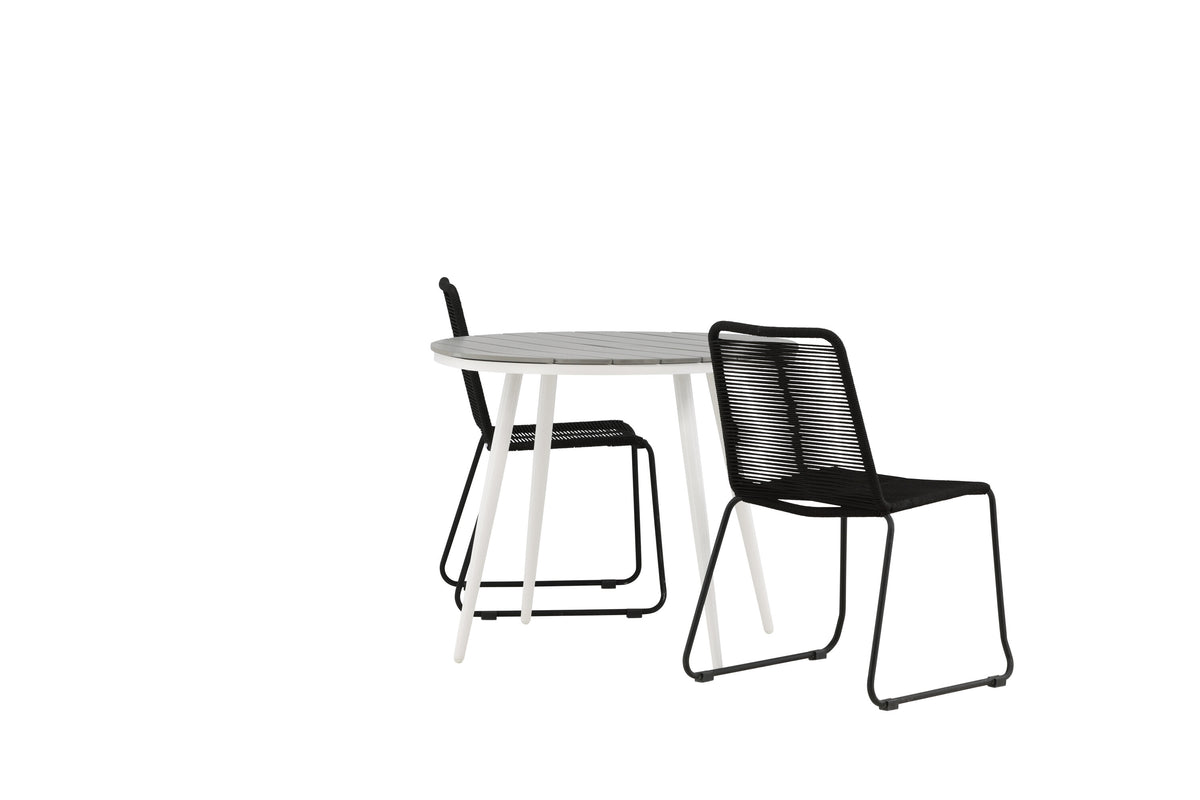 Break Matbord med Lindos Stolarna – Bord: ⌀90 Stol: 59x86x57