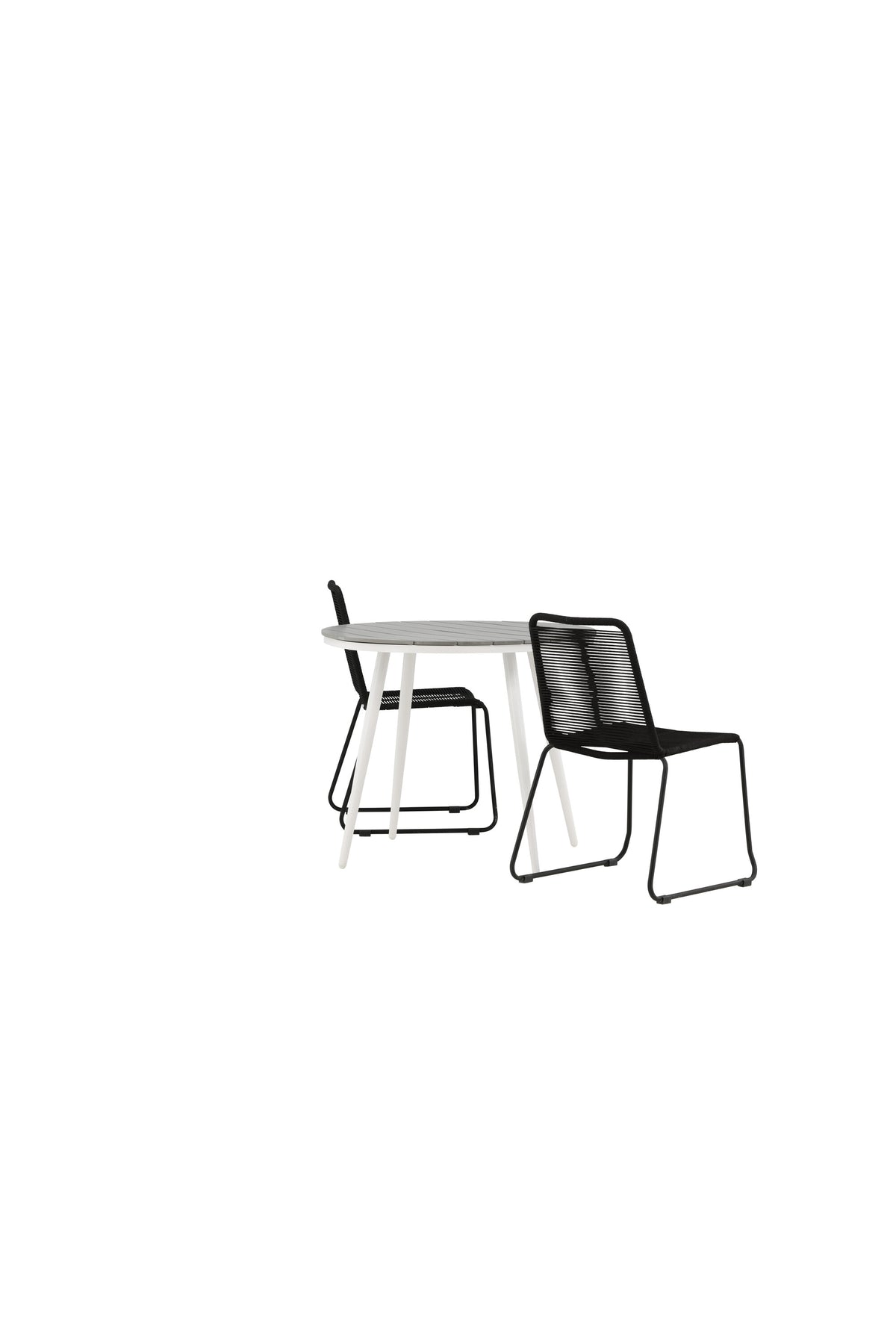 Break Matbord med Lindos Stolarna – Bord: ⌀90 Stol: 59x86x57