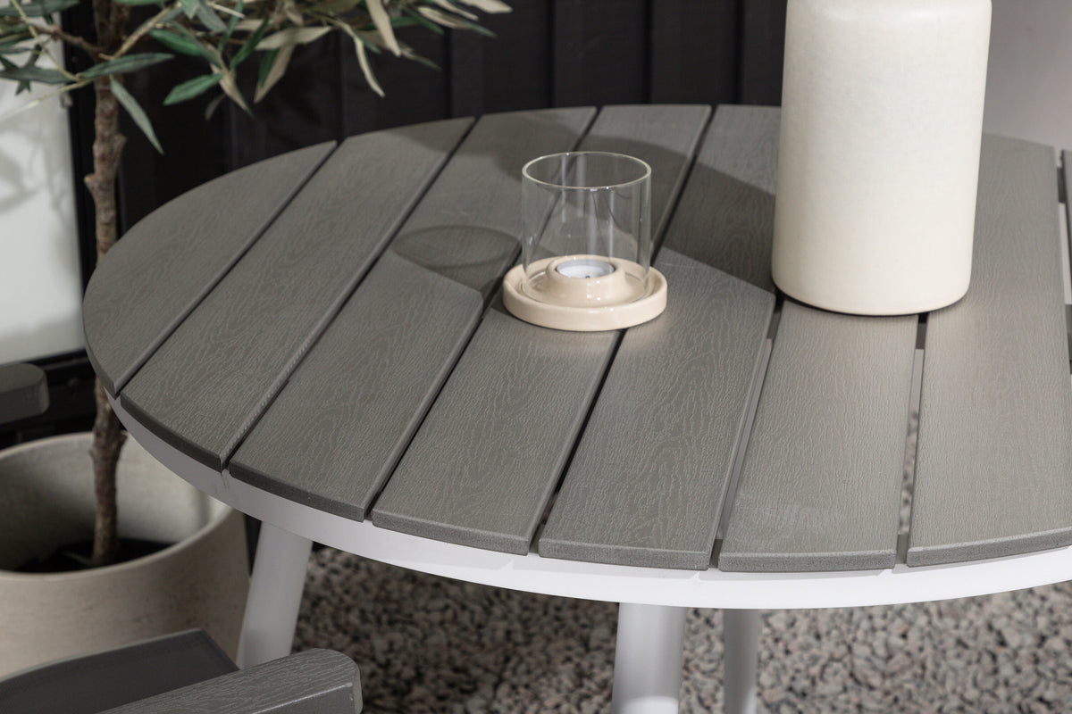 Break Matbord med Albany Stolarna – Bord: ⌀90 Stol: 67x109,5x59