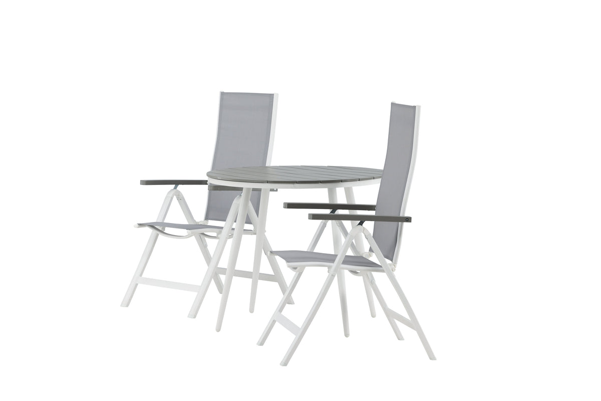 Break Matbord med Albany Stolarna – Bord: ⌀90 Stol: 67x109,5x59