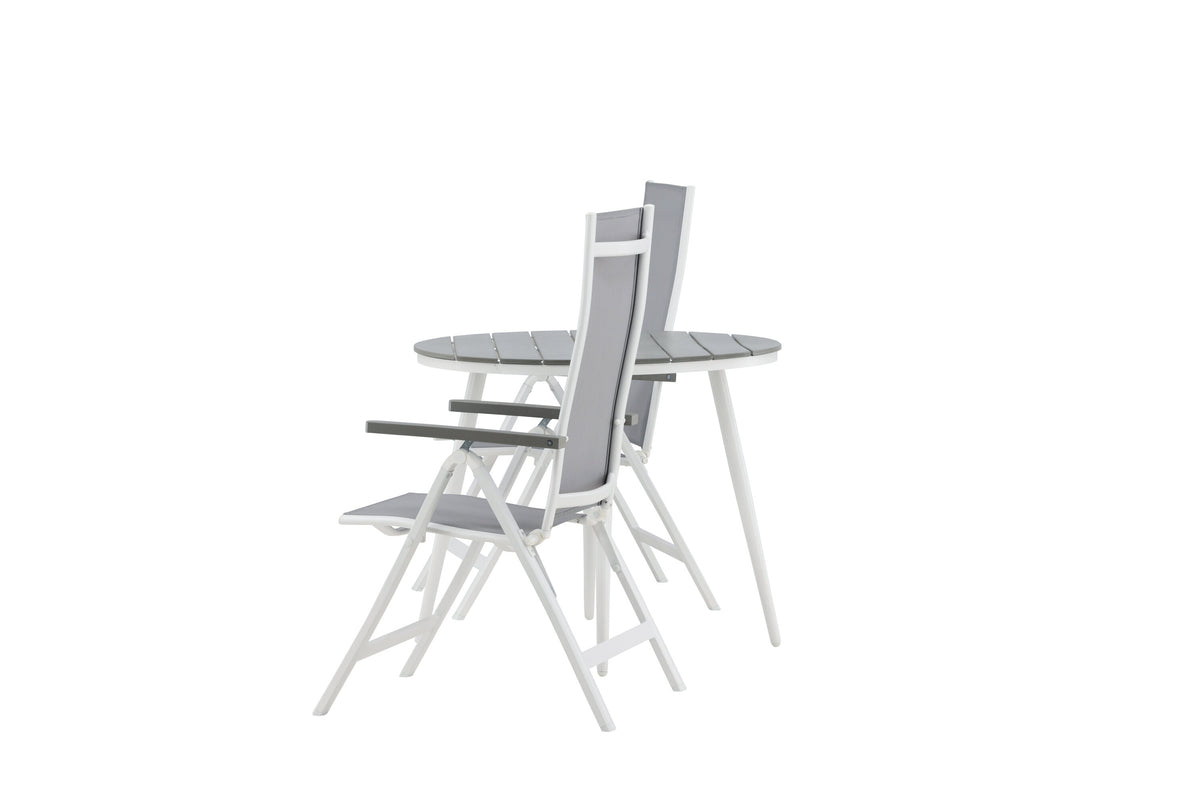 Break Matbord med Albany Stolarna – Bord: ⌀90 Stol: 67x109,5x59