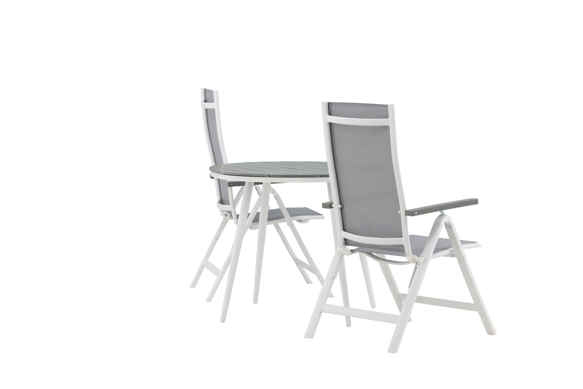 Break Matbord med Albany Stolarna – Bord: ⌀90 Stol: 67x109,5x59