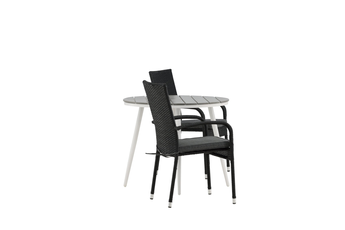 Break Matbord med Anna Stolarna – Bord: ⌀90 Stol: 64x95x55
