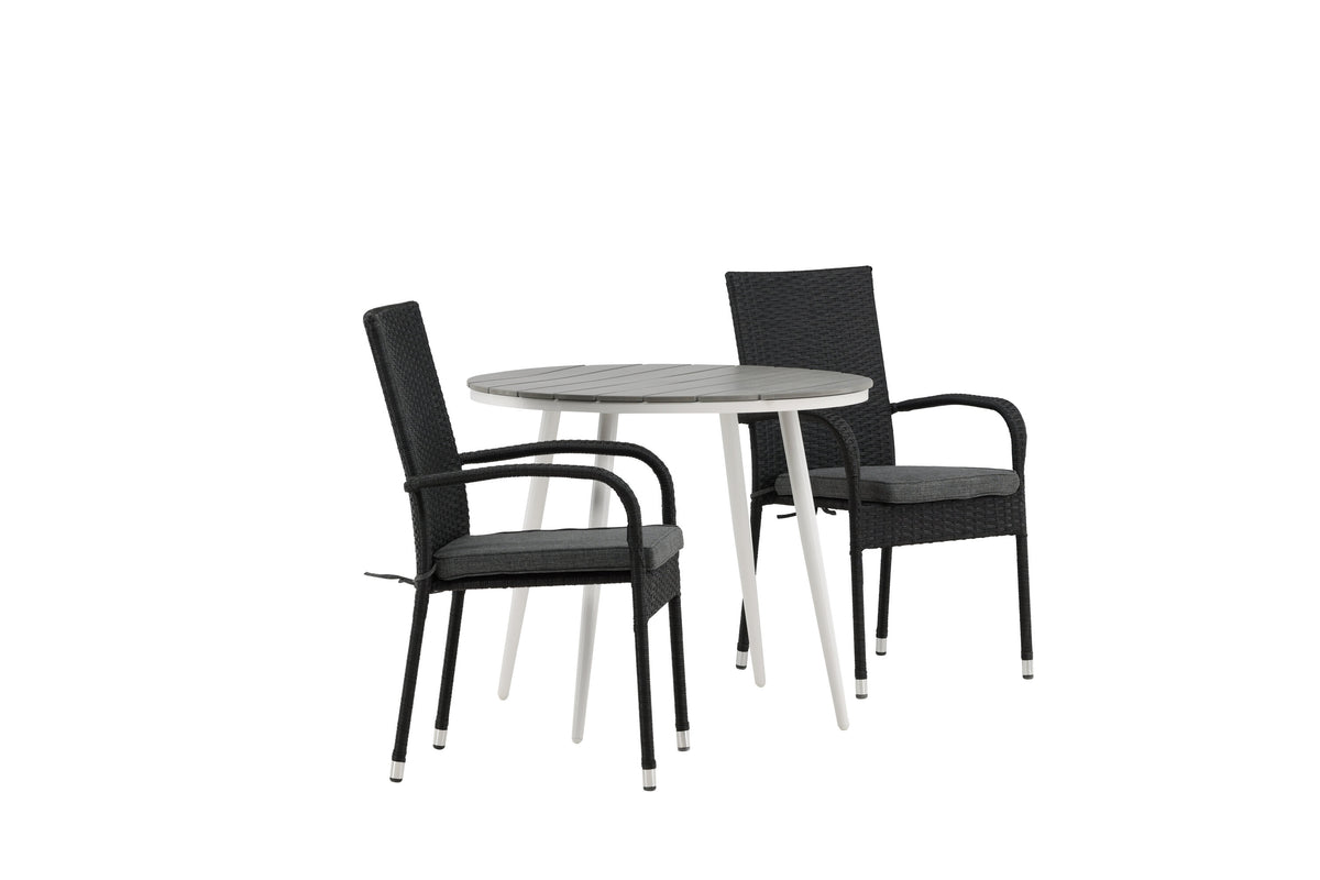 Break Matbord med Anna Stolarna – Bord: ⌀90 Stol: 64x95x55