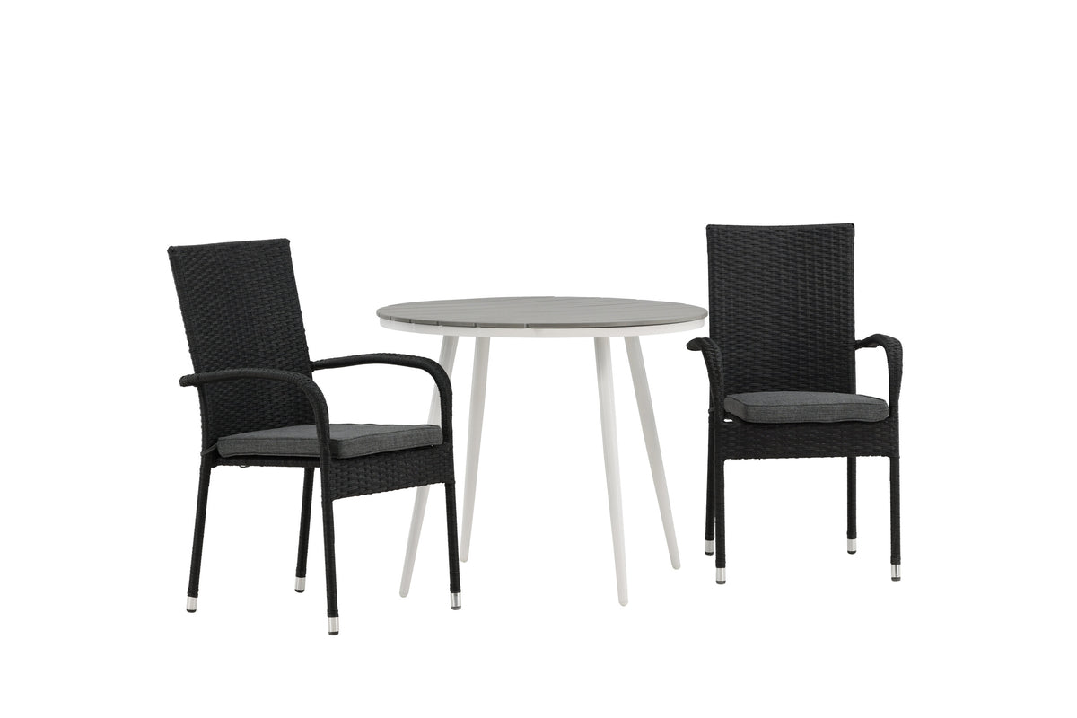 Break Matbord med Anna Stolarna – Bord: ⌀90 Stol: 64x95x55
