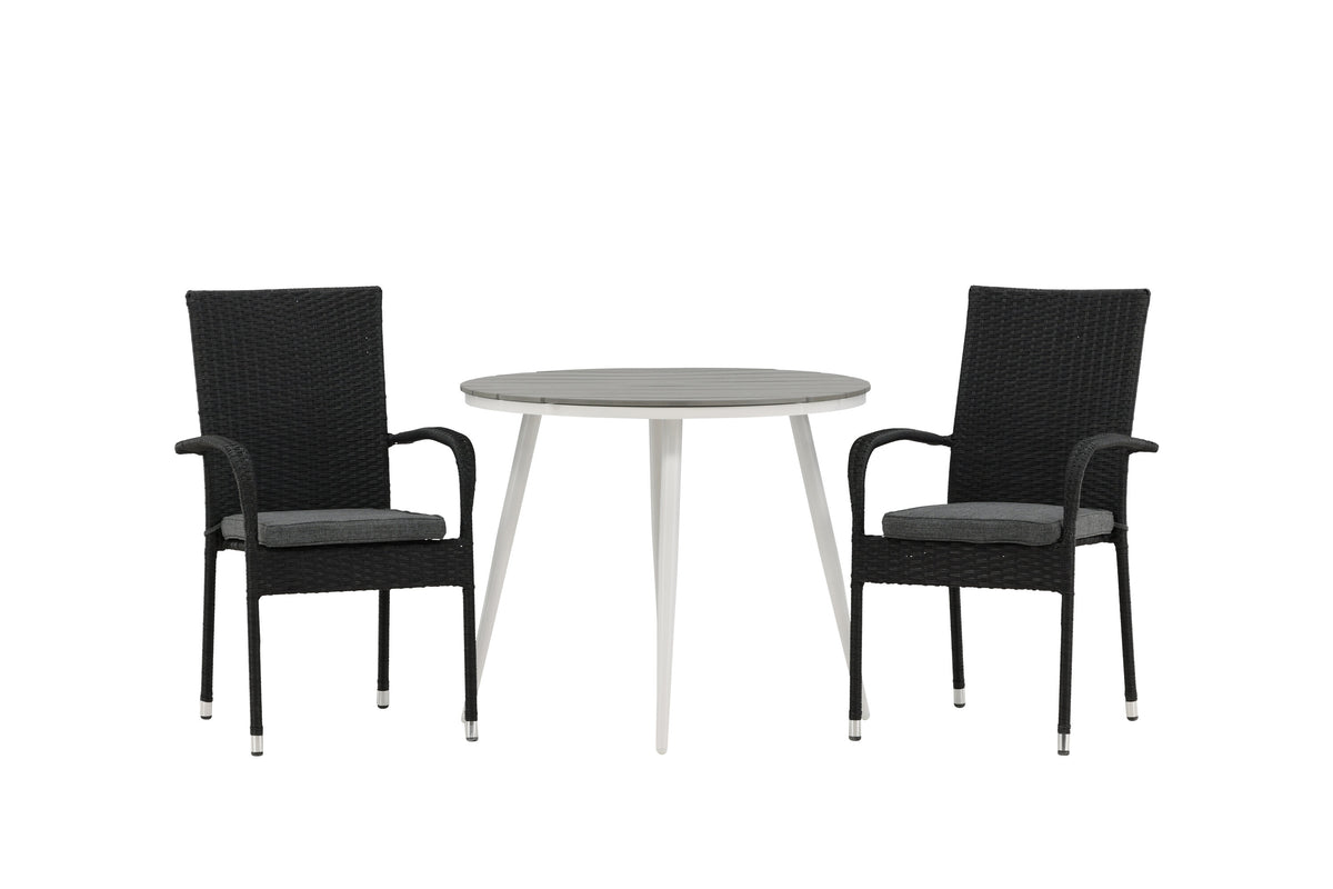 Break Matbord med Anna Stolarna – Bord: ⌀90 Stol: 64x95x55