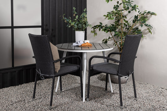 Break Matbord med Anna Stolarna – Bord: ⌀90 Stol: 64x95x55