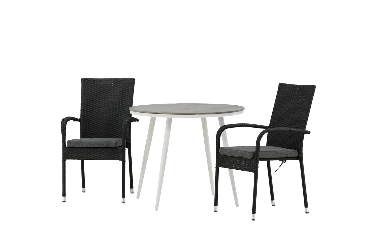 Break Matbord med Anna Stolarna – Bord: ⌀90 Stol: 64x95x55