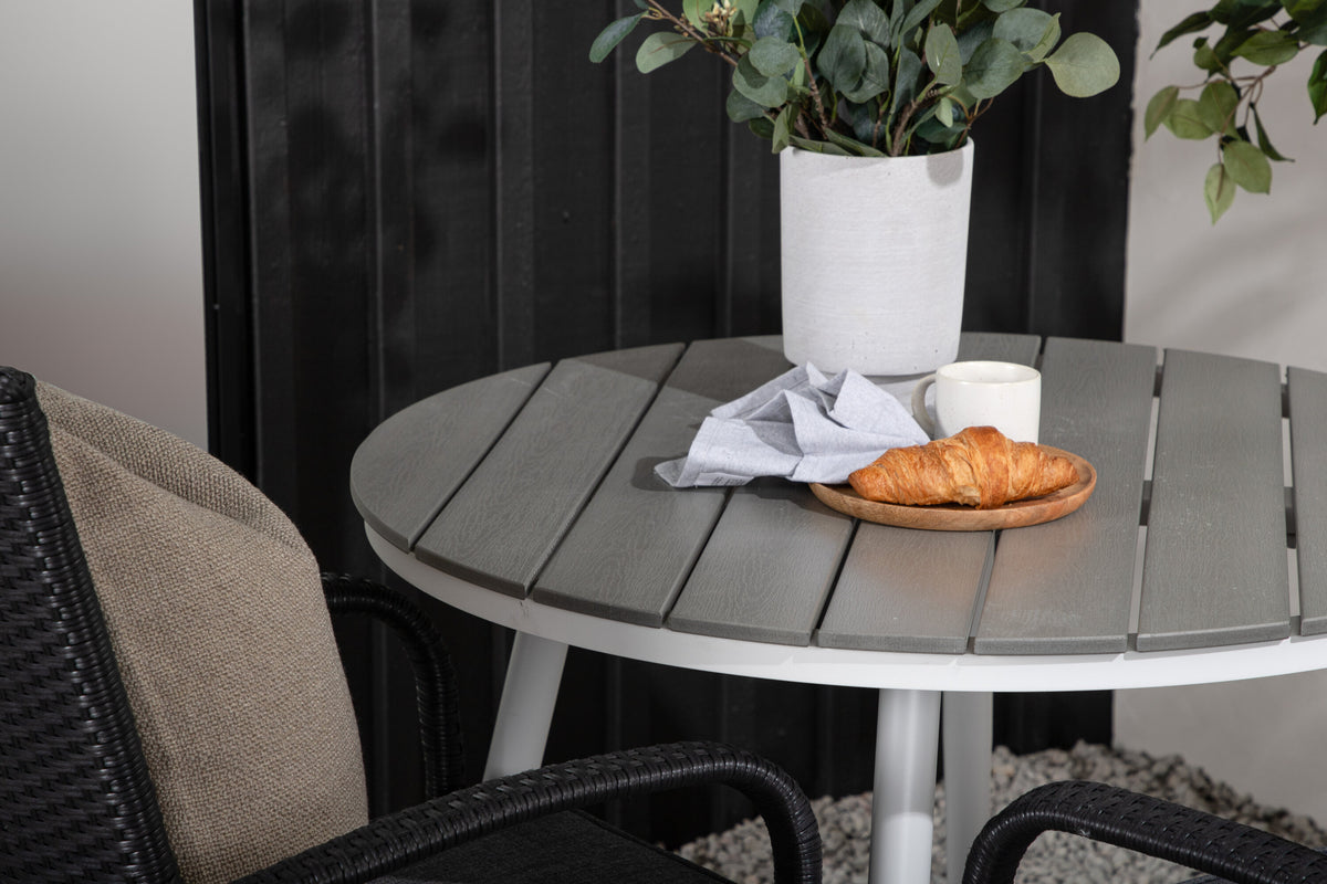 Break Matbord med Anna Stolarna – Bord: ⌀90 Stol: 64x95x55