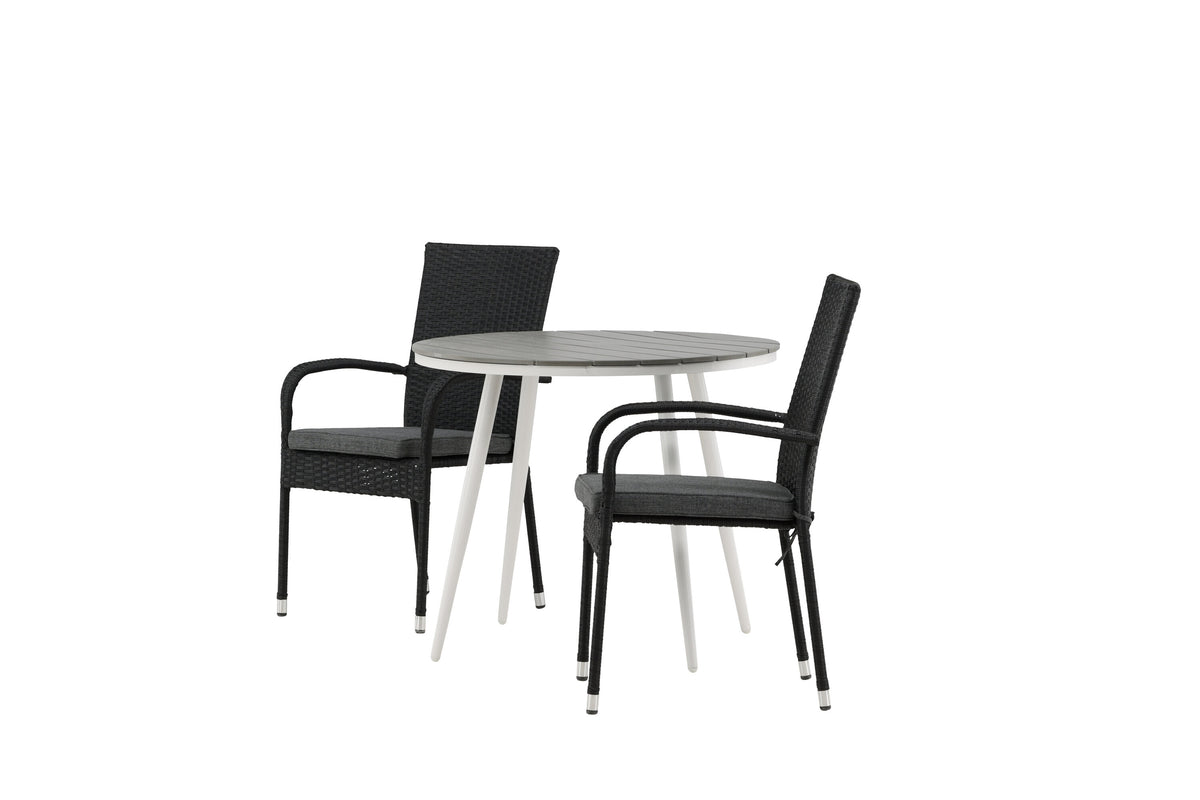 Break Matbord med Anna Stolarna – Bord: ⌀90 Stol: 64x95x55