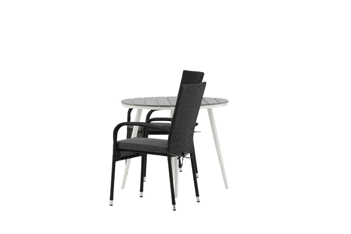 Break Matbord med Anna Stolarna – Bord: ⌀90 Stol: 64x95x55