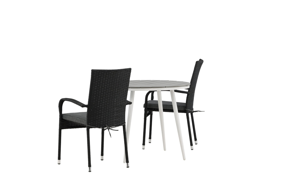 Break Matbord med Anna Stolarna – Bord: ⌀90 Stol: 64x95x55