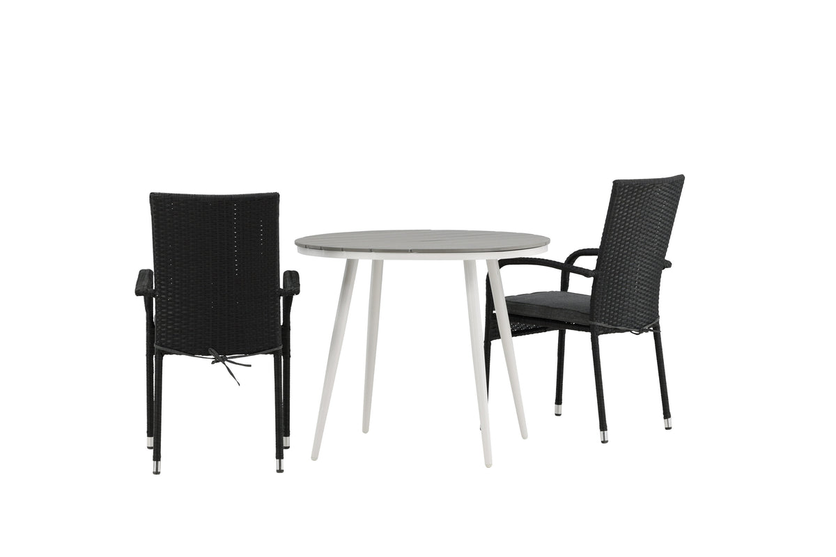 Break Matbord med Anna Stolarna – Bord: ⌀90 Stol: 64x95x55