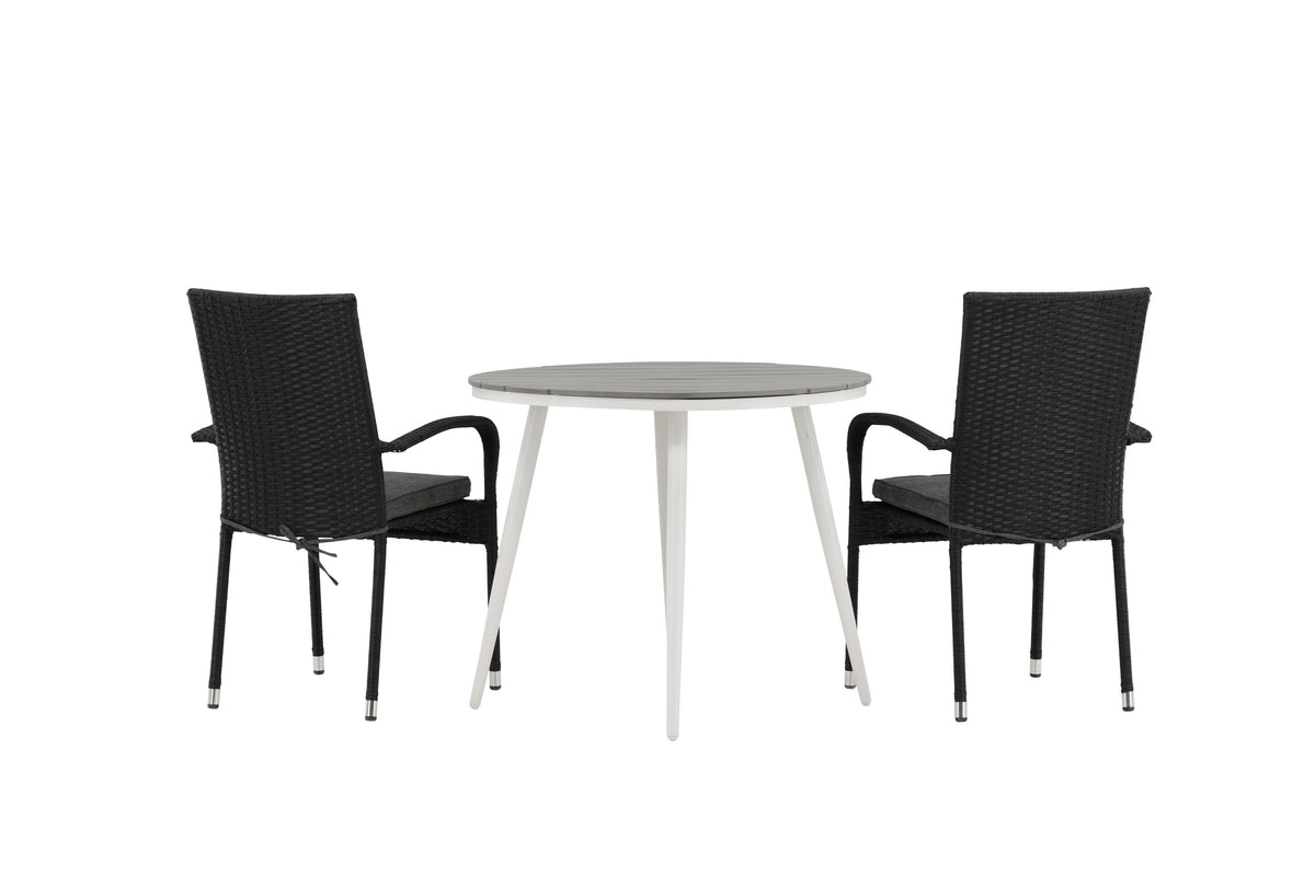Break Matbord med Anna Stolarna – Bord: ⌀90 Stol: 64x95x55