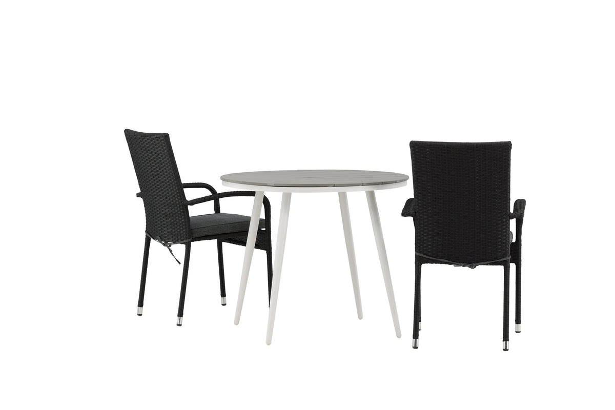 Break Matbord med Anna Stolarna – Bord: ⌀90 Stol: 64x95x55