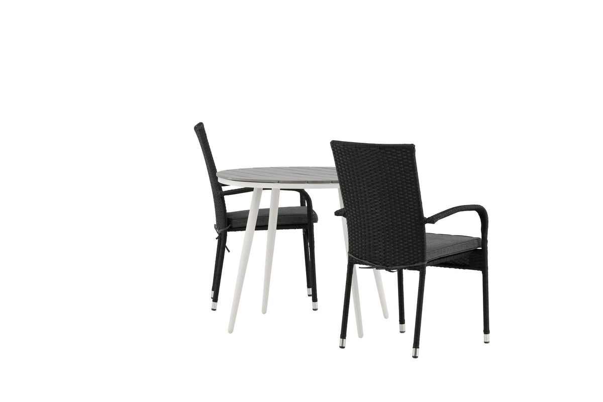 Break Matbord med Anna Stolarna – Bord: ⌀90 Stol: 64x95x55