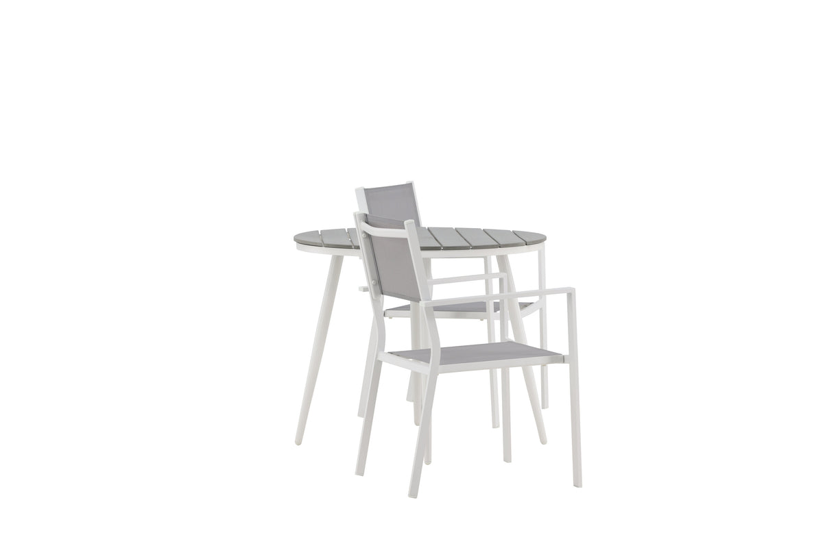 Break Matbord med Copacabana Stolarna – Bord: ⌀90 Stol: 60,5x88x56,5