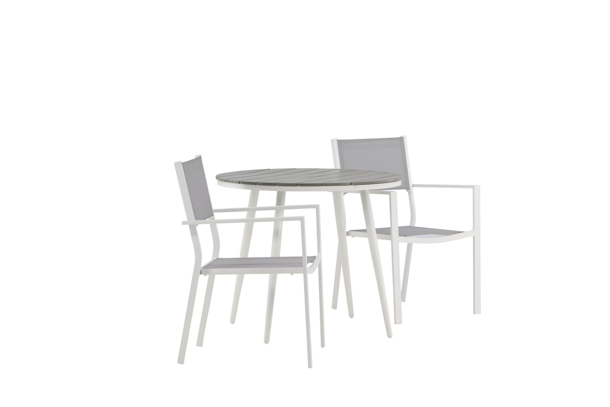 Break Matbord med Copacabana Stolarna – Bord: ⌀90 Stol: 60,5x88x56,5