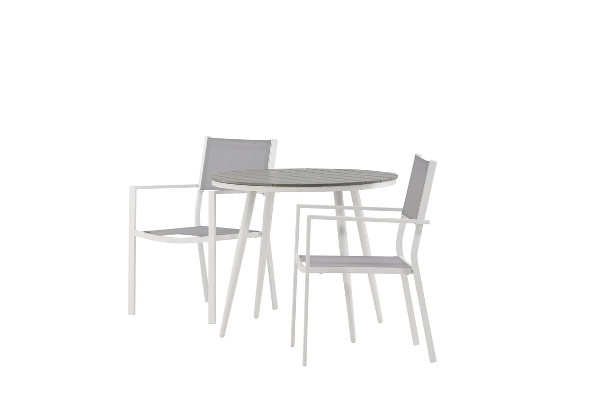 Break Matbord med Copacabana Stolarna – Bord: ⌀90 Stol: 60,5x88x56,5