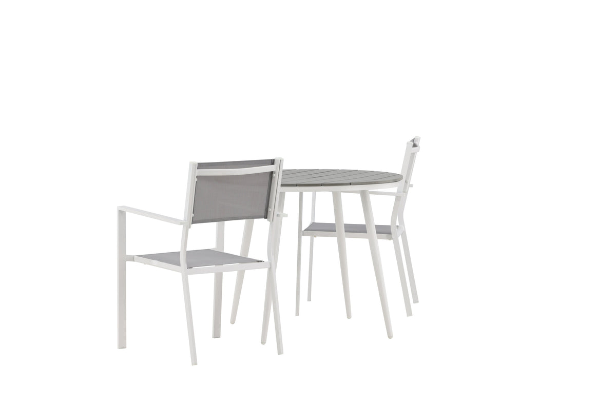 Break Matbord med Copacabana Stolarna – Bord: ⌀90 Stol: 60,5x88x56,5