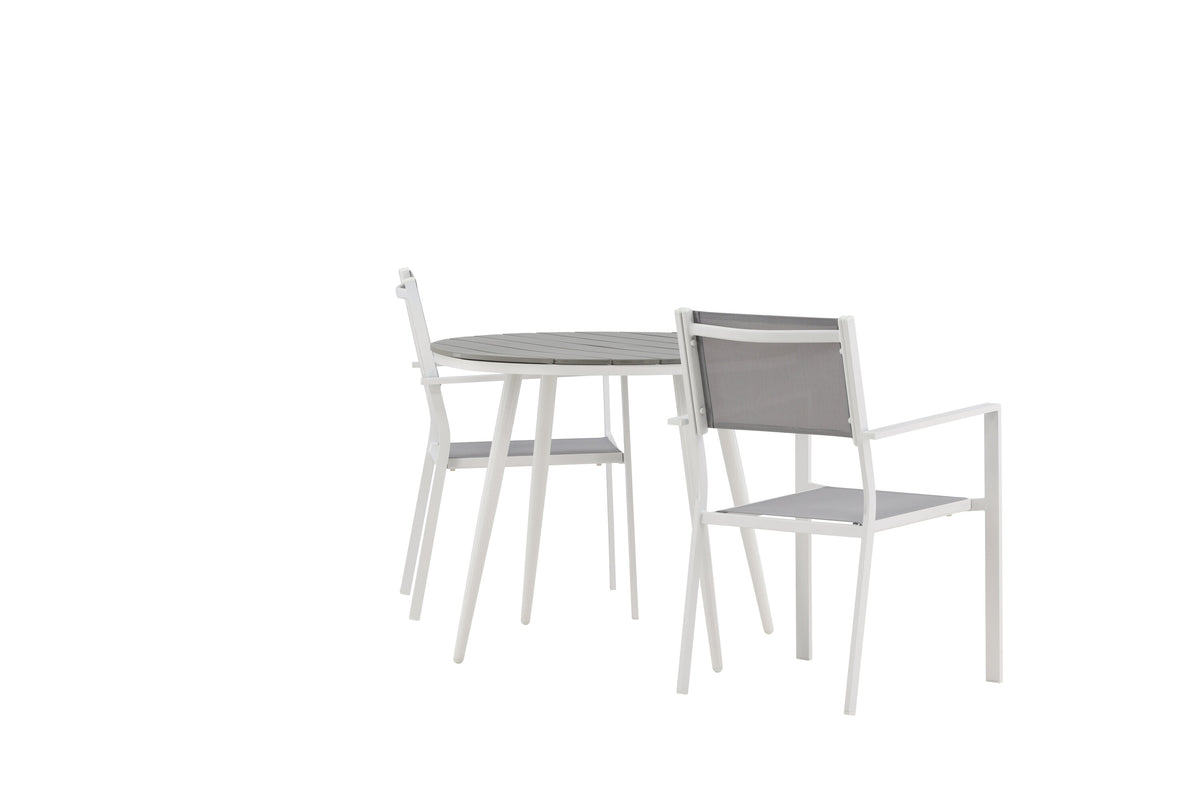 Break Matbord med Copacabana Stolarna – Bord: ⌀90 Stol: 60,5x88x56,5