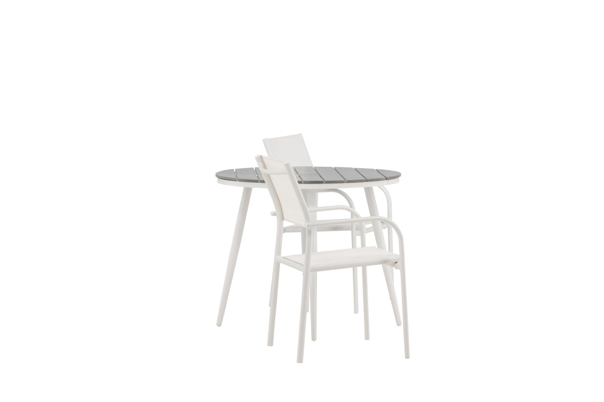 Break Matbord med Santorini Stolarna – Bord: ⌀90 Stol: 58x89x56