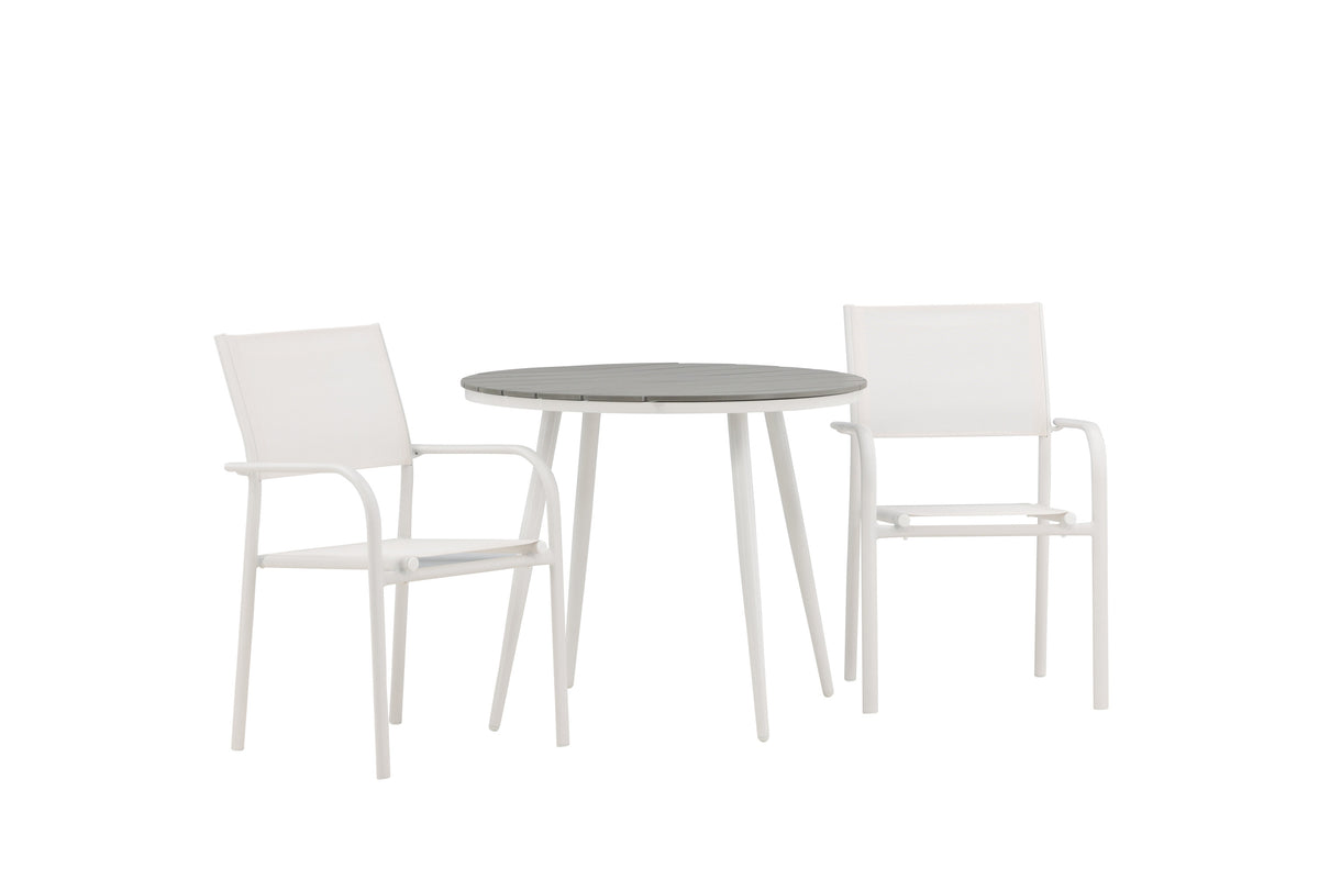 Break Matbord med Santorini Stolarna – Bord: ⌀90 Stol: 58x89x56